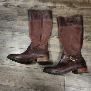 Timberland tall boots maroon suede leather size 8.5M pre-owned good condition